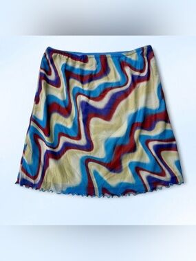Urban Outfitters Retro Wavy Print Mesh Mini Skirt Size Small